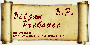 Miljan Preković vizit kartica